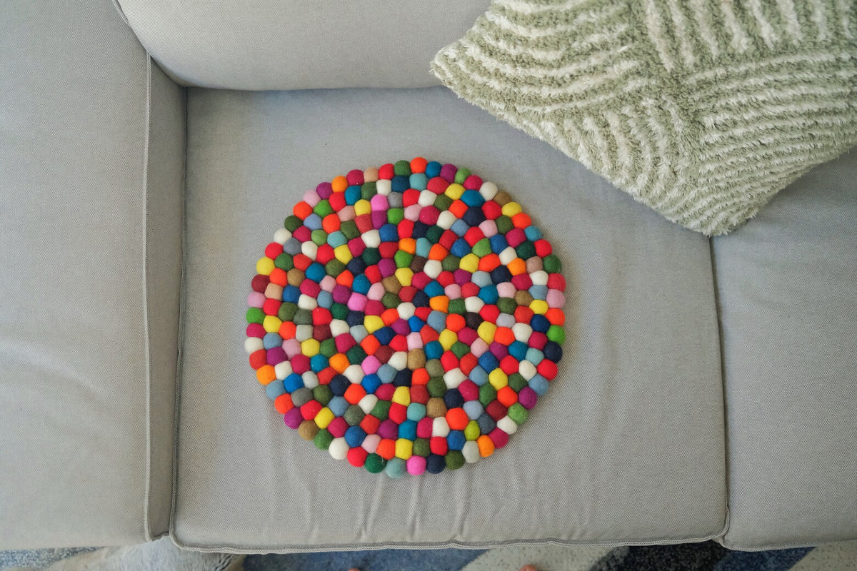 40cm Round Multi-Colored Rug