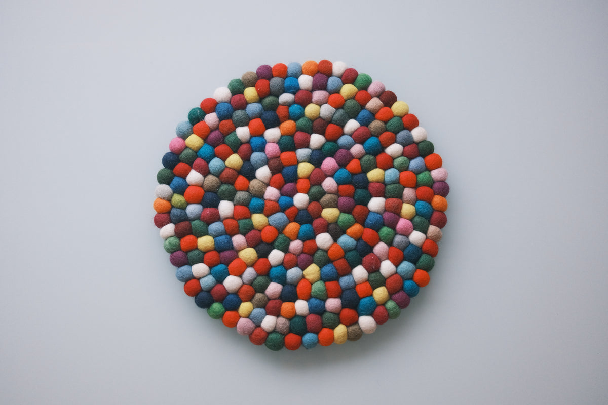 40cm Round Multi-Colored Rug
