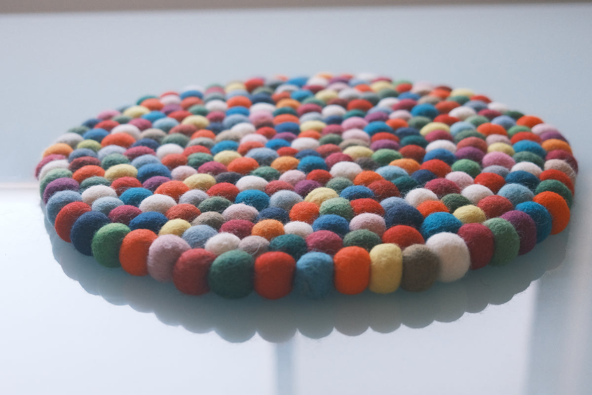 40cm Round Multi-Colored Rug