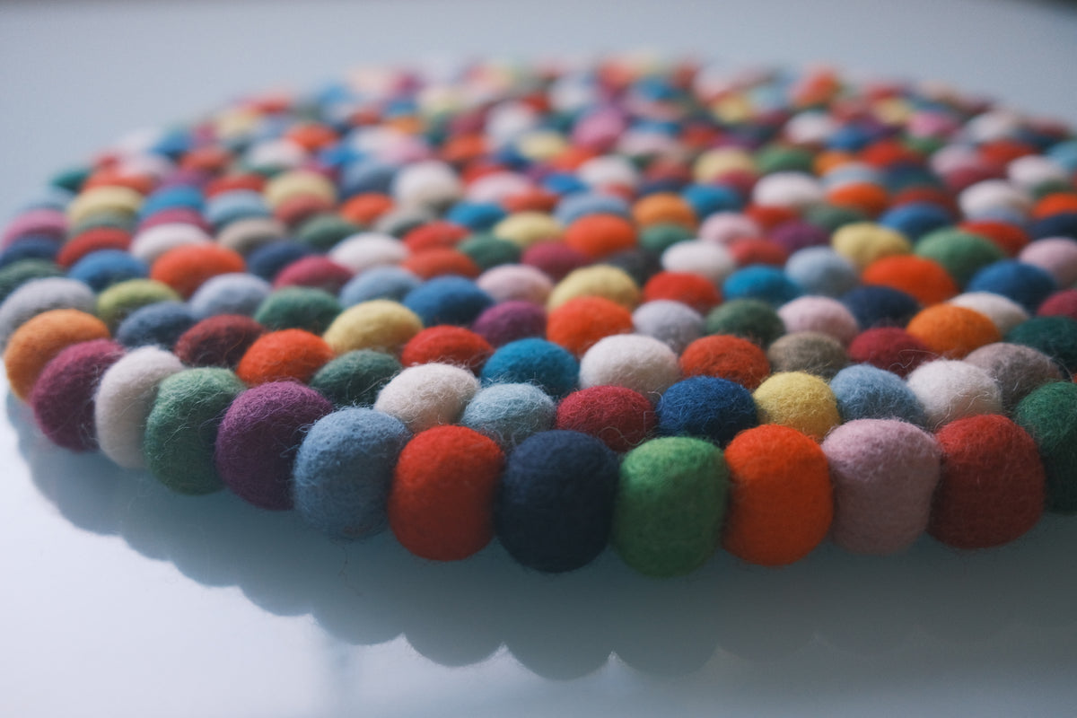 40cm Round Multi-Colored Rug