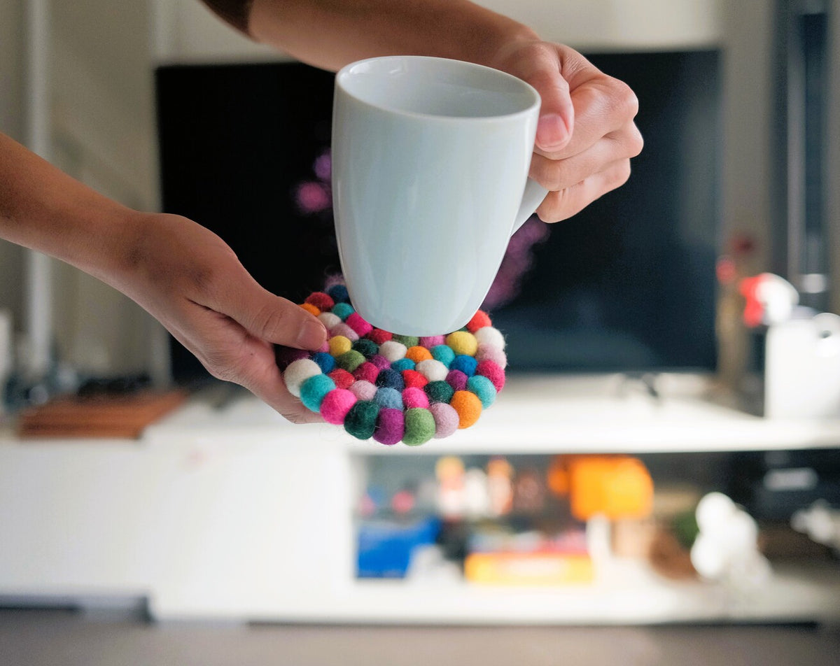 10cm Multi-Coloured Tea Coasters, Set of 4