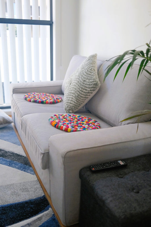 40cm Round Multi-Colored Rug