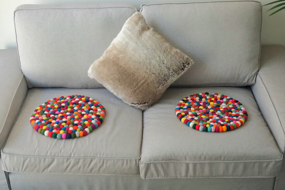40cm Round Multi-Colored Rug