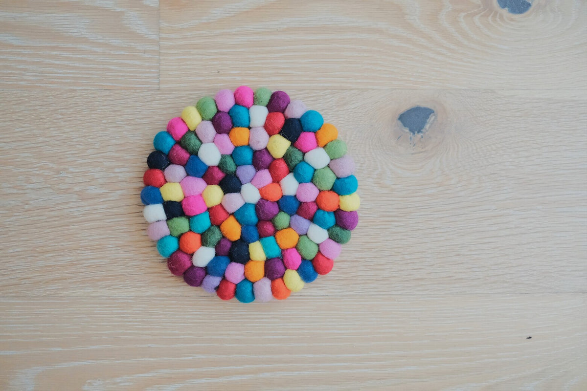 20cm Round Multi-Colored Rug